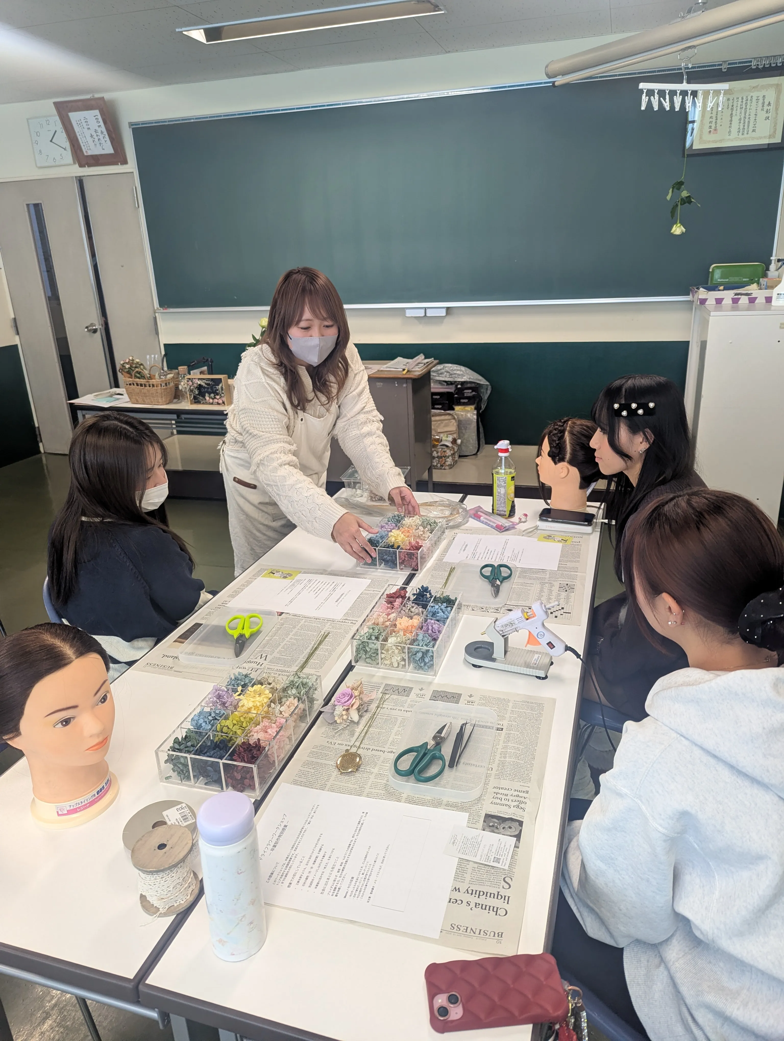 ドライフラワーワークショップの様子